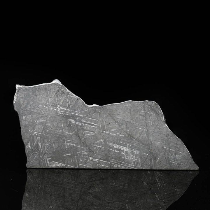 Natural Muonionalusta meteorite slice with etched Widmanstätten pattern