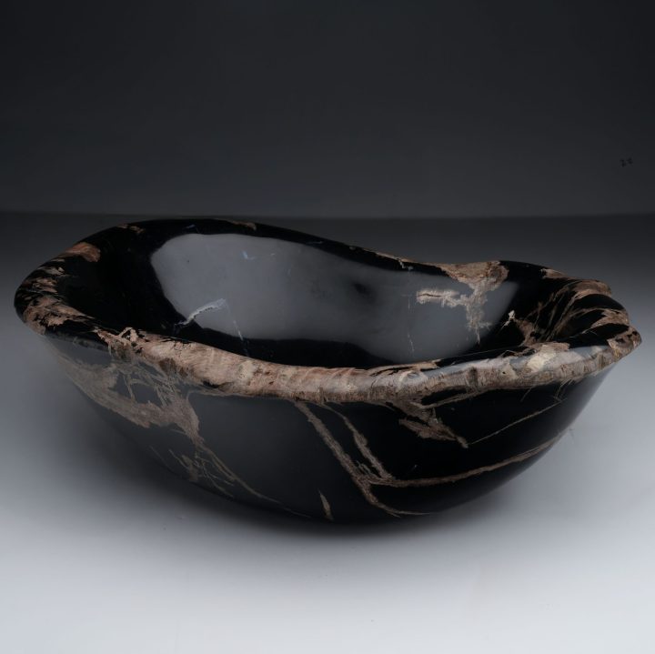 Genuine Indonesian Petrified Wood Center Decorative Bowl – Luxury Natural Home Décor