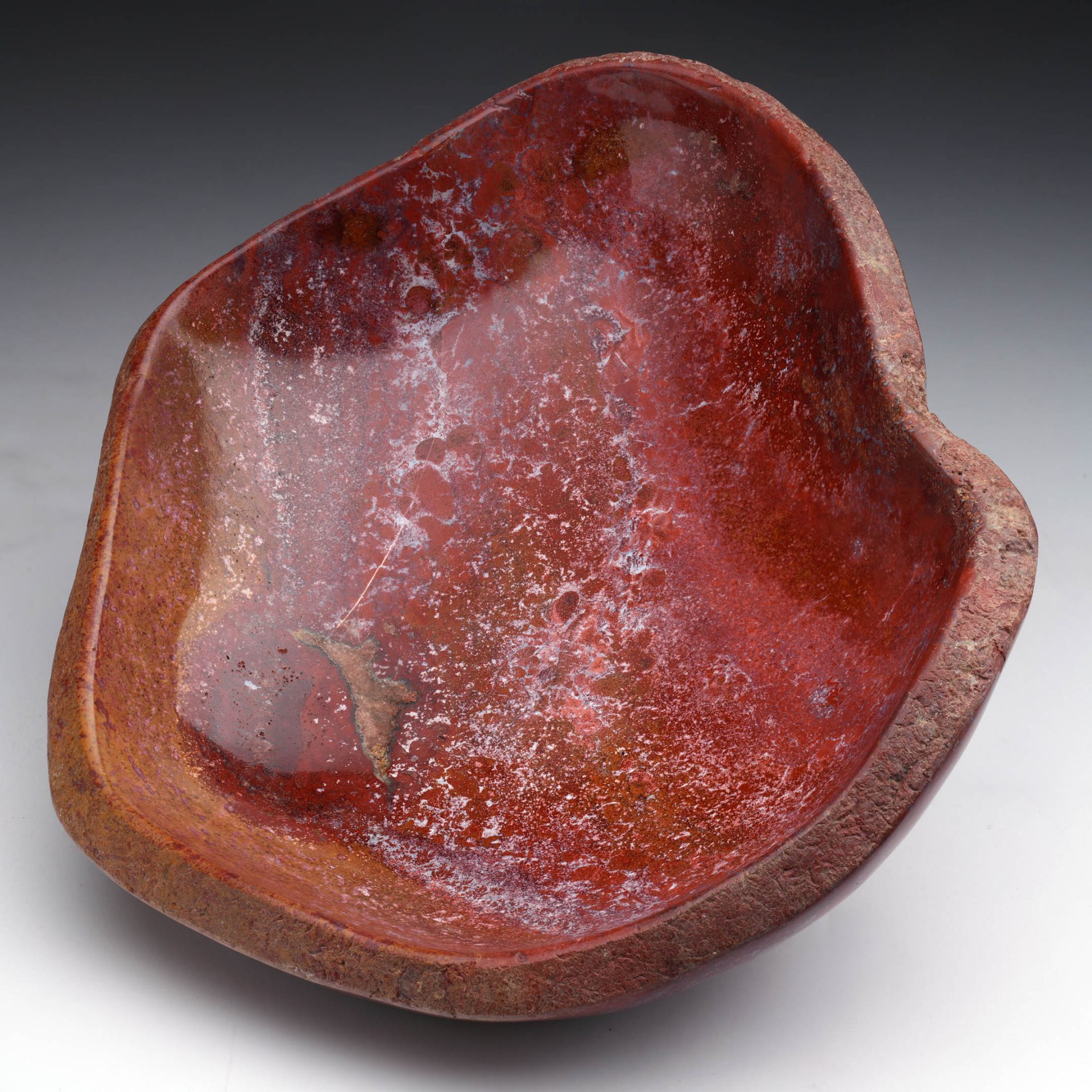 Red Petrified Wood from Indonesia – Natural Polished Fossil Bowl