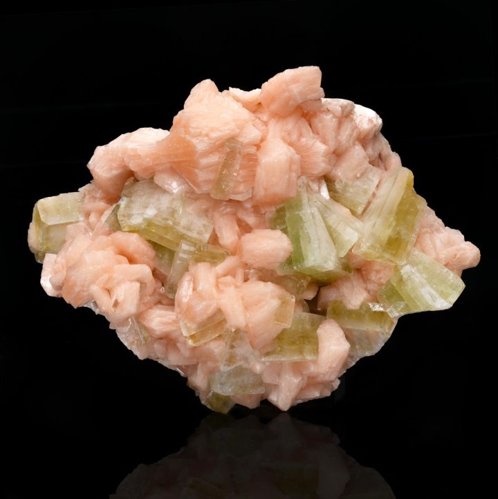 Genuine Green Apophyllite on Stilbite from India - Natural Crystal