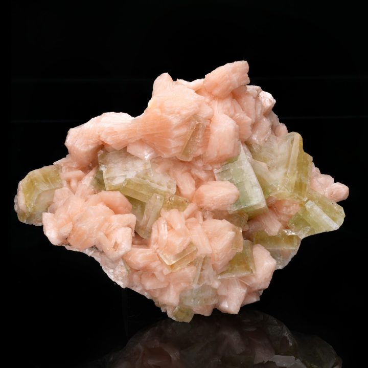 Genuine Green Apophyllite on Stilbite from India - Natural Crystal