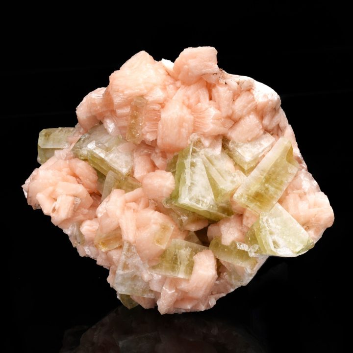 Genuine Green Apophyllite on Stilbite from India - Natural Crystal