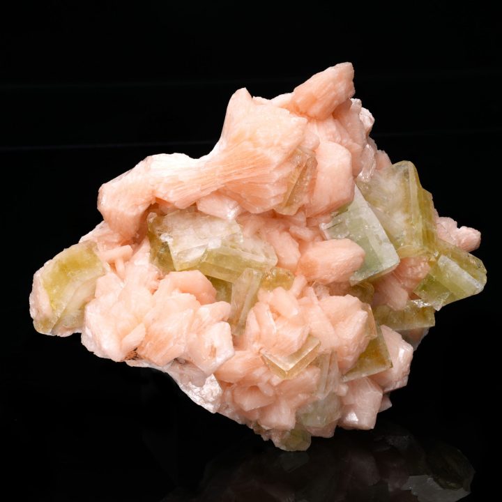 Genuine Green Apophyllite on Stilbite from India - Natural Crystal
