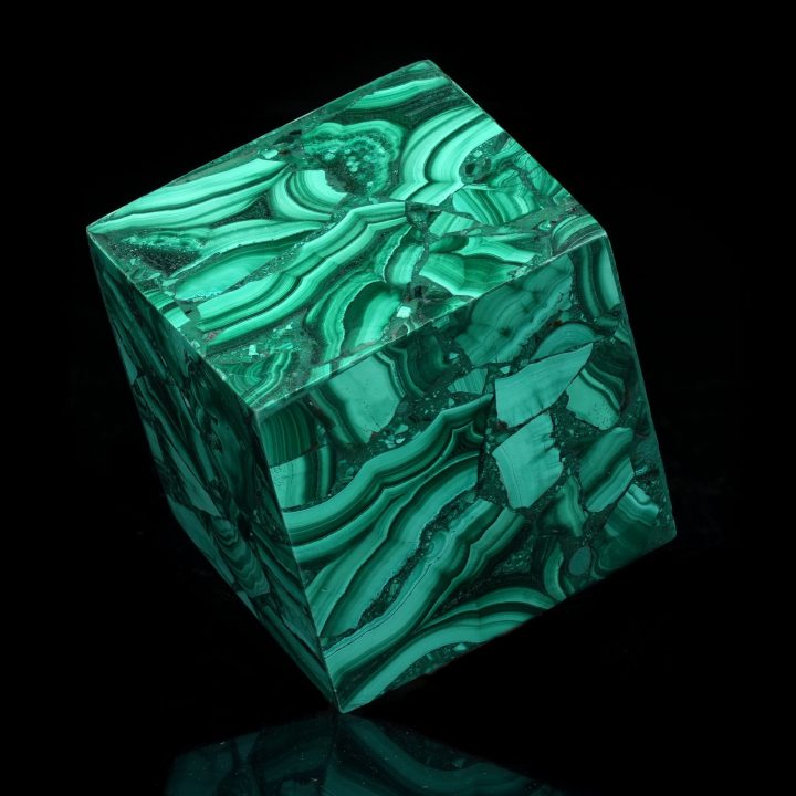 Genuine Malachite Cube – Polished Mineral Home Décor Desk Accent