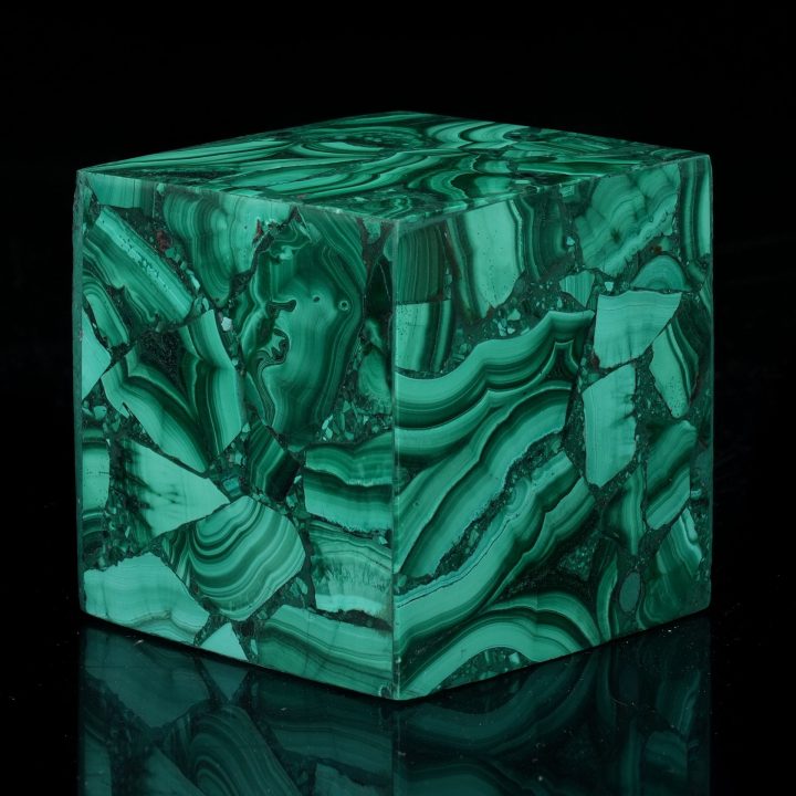 Genuine Malachite Cube – Polished Mineral Home Décor Desk Accent