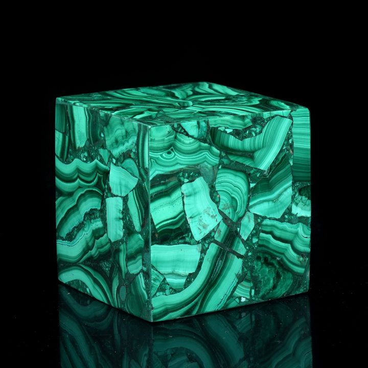 Genuine Malachite Cube – Polished Mineral Home Décor Desk Accent