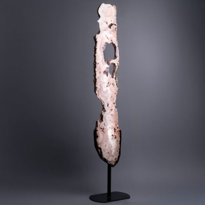 8'10" Authentic Pink Agate Slice on Custom Stand – Natural Luxury Décor