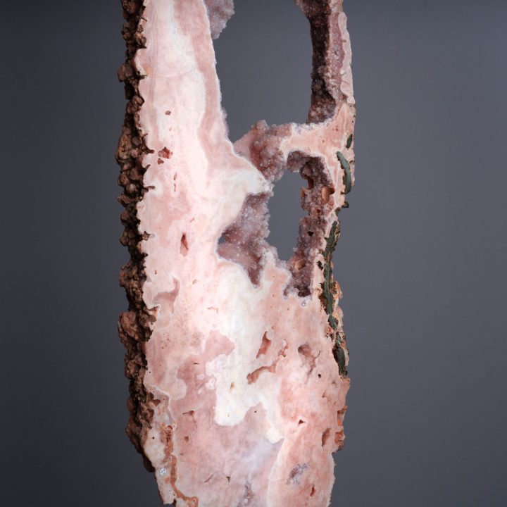 8'10" Authentic Pink Agate Slice on Custom Stand – Natural Luxury Décor