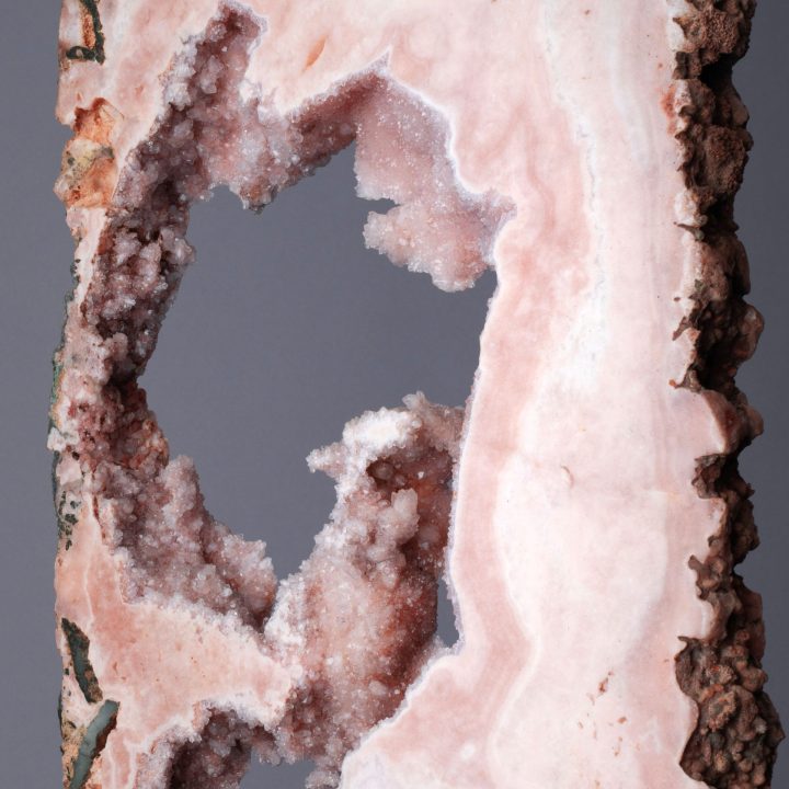 8'10" Authentic Pink Agate Slice on Custom Stand – Natural Luxury Décor