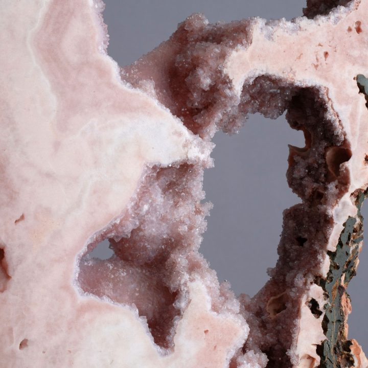 8'10" Authentic Pink Agate Slice on Custom Stand – Natural Luxury Décor