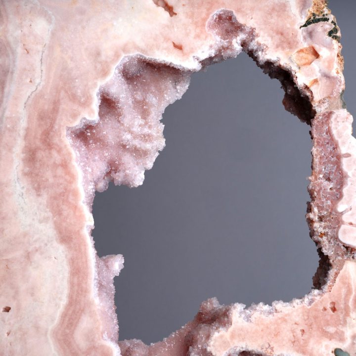 8'10" Authentic Pink Agate Slice on Custom Stand – Natural Luxury Décor