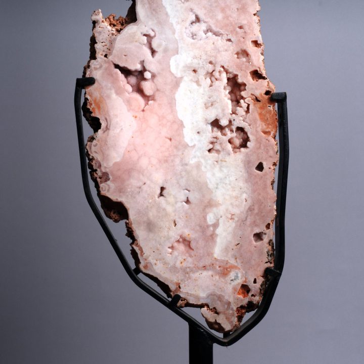 8'10" Authentic Pink Agate Slice on Custom Stand – Natural Luxury Décor