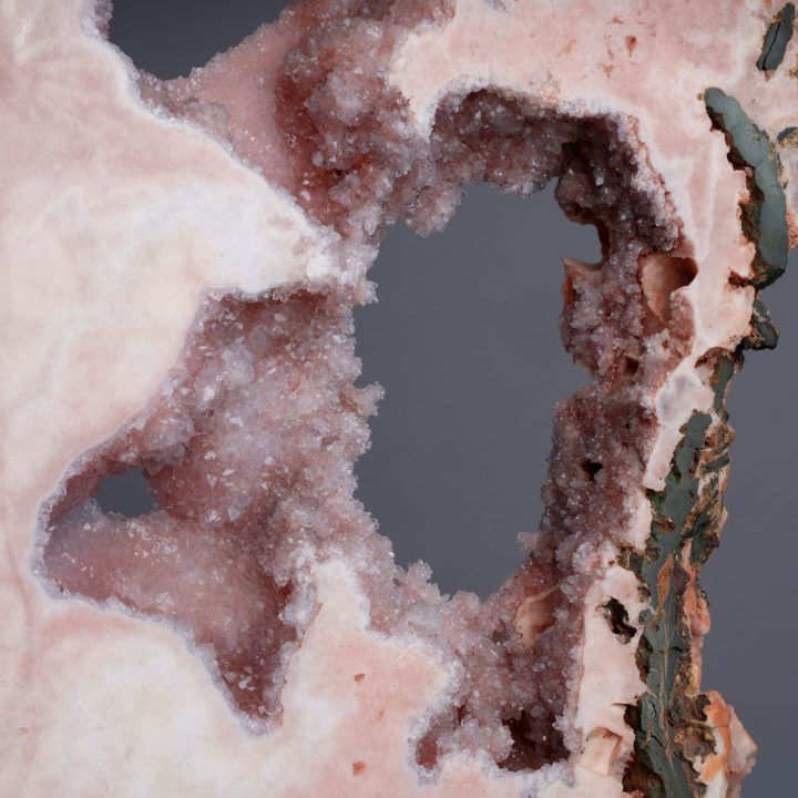 8'10" Authentic Pink Agate Slice on Custom Stand – Natural Luxury Décor