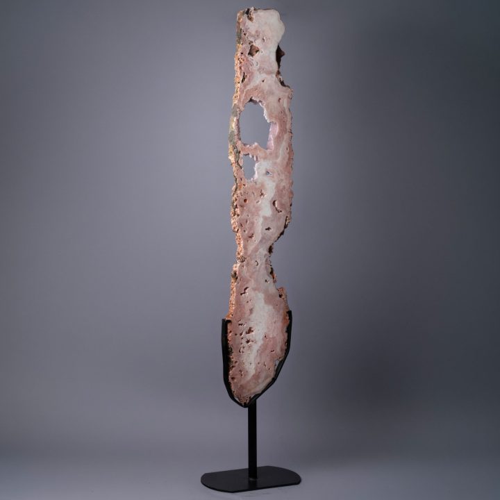 8'10" Authentic Pink Agate Slice on Custom Stand – Natural Luxury Décor