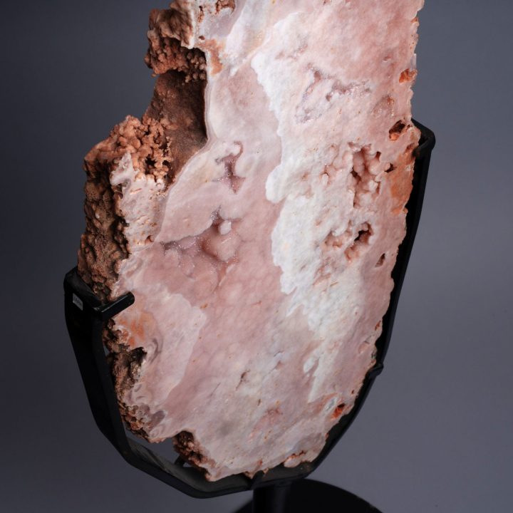 8'10" Authentic Pink Agate Slice on Custom Stand – Natural Luxury Décor