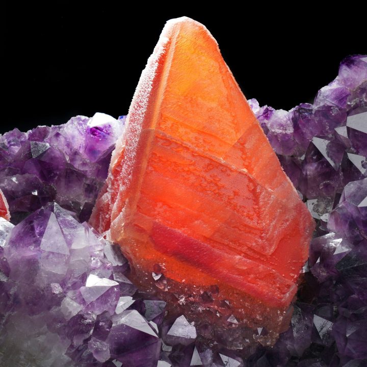 Calcite on Amethyst Cluster — Large Natural Mineral Specimen