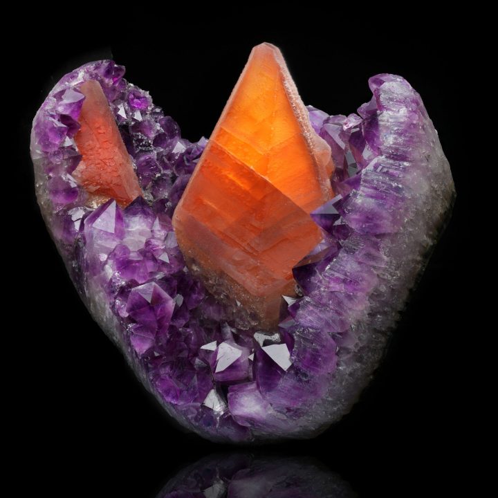 Calcite on Amethyst Cluster — Large Natural Mineral Specimen