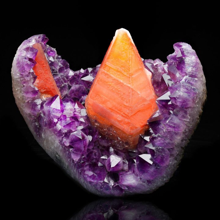 Calcite on Amethyst Cluster — Large Natural Mineral Specimen