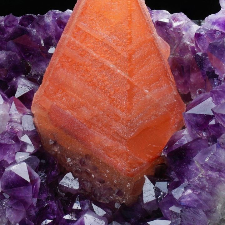 Calcite on Amethyst Cluster — Large Natural Mineral Specimen
