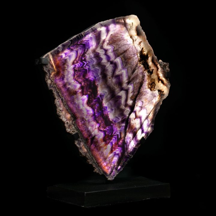 Genuine Chevron Amethyst Slice Lamp on Stand – Natural Crystal Lighting