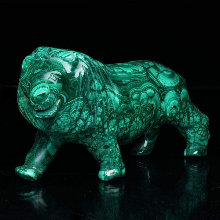Hand Carved Genuine Malachite Lion Sculpture from the Congo