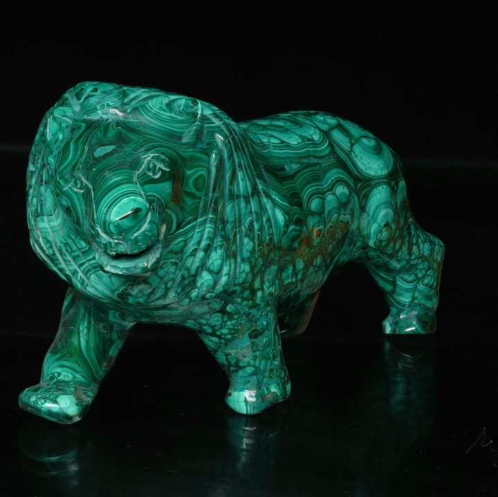 Hand Carved Genuine Malachite Lion Sculpture from the Congo