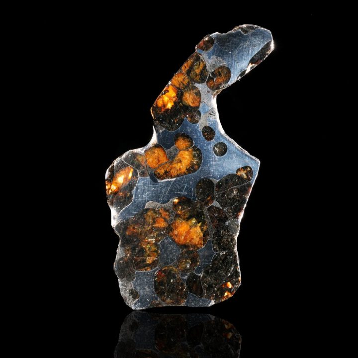 Genuine Pallasite Meteorite Slice – Translucent Olivine Crystals