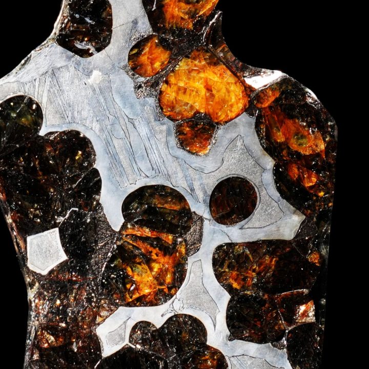 Genuine Pallasite Meteorite Slice – Translucent Olivine Crystals