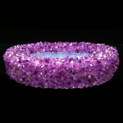 Large Genuine Amethyst Crystal Bowl – 14 lb Natural Geode Decor