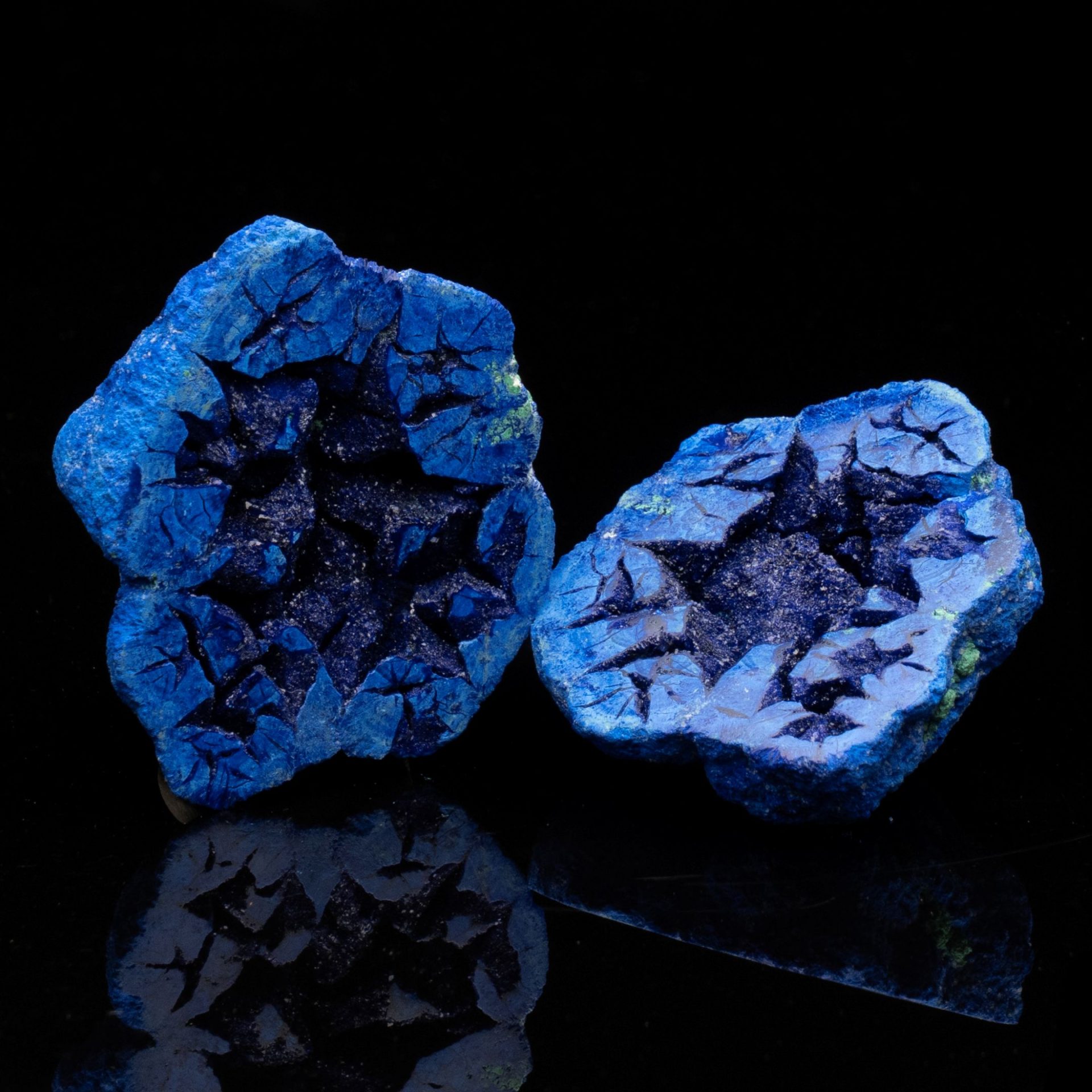 Pair of Authentic Azurite Nodules from Russia