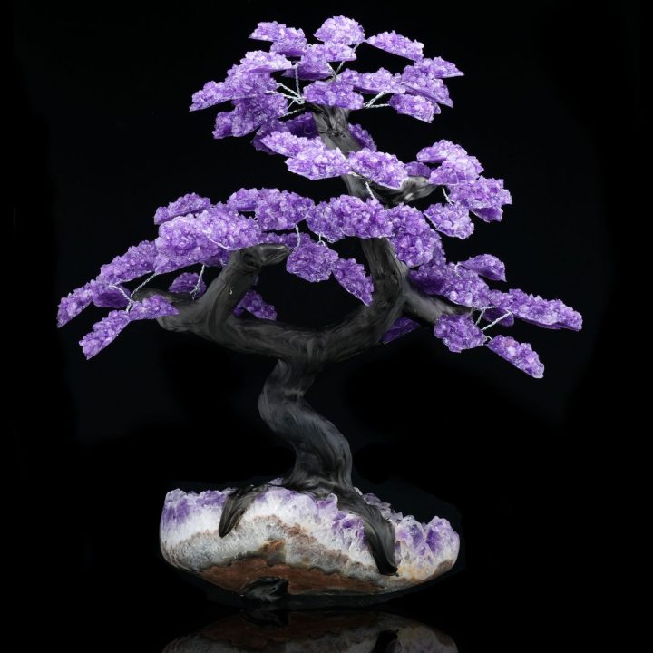 Large Genuine Amethyst on Amethyst Gemstone Crystal Tree