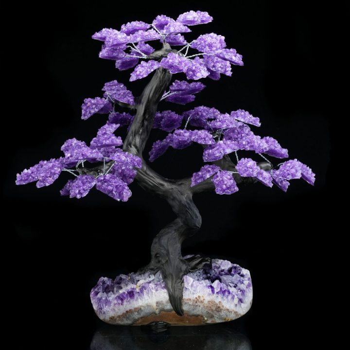 Large Genuine Amethyst on Amethyst Gemstone Crystal Tree