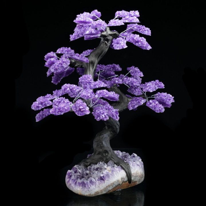 Large Genuine Amethyst on Amethyst Gemstone Crystal Tree