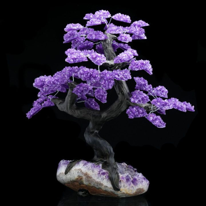 Large Genuine Amethyst on Amethyst Gemstone Crystal Tree