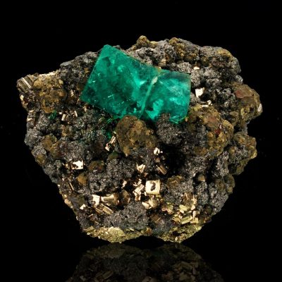 Genuine Green Fluorite on Pyrite Matrix from Peru – Collector Specimen