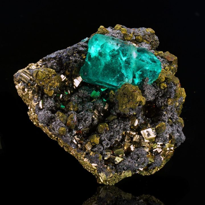 Genuine Green Fluorite on Pyrite Matrix from Peru – Collector Specimen