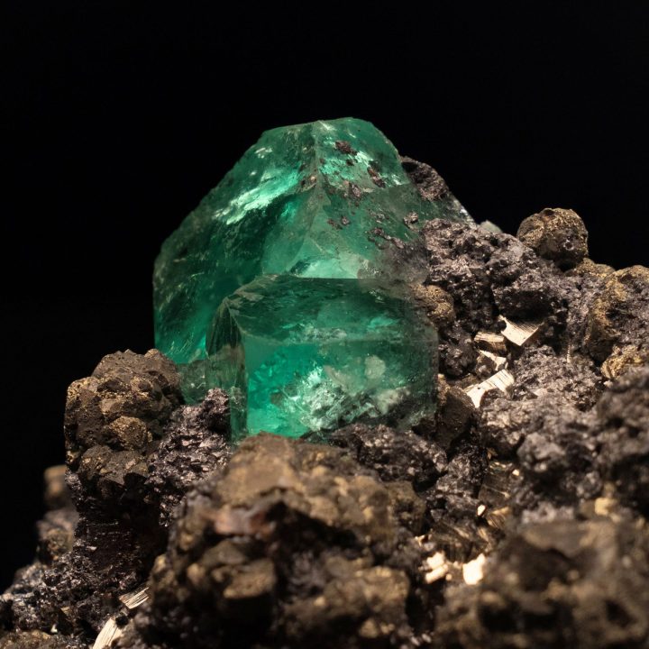 Genuine Green Fluorite on Pyrite Matrix from Peru – Collector Specimen