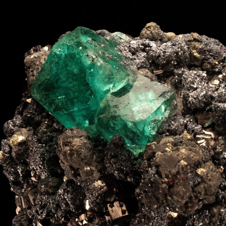 Genuine Green Fluorite on Pyrite Matrix from Peru – Collector Specimen