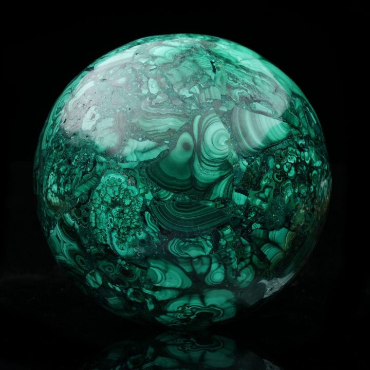 5.5" Genuine Malachite Sphere from the DRC – Premium Polished Mineral