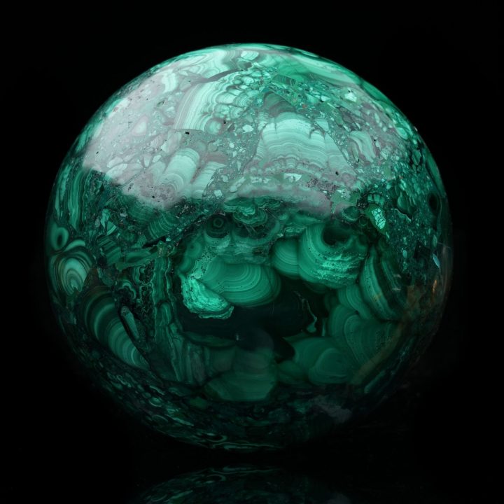 5.5" Genuine Malachite Sphere from the DRC – Premium Polished Mineral