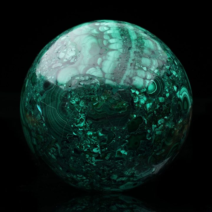 5.5" Genuine Malachite Sphere from the DRC – Premium Polished Mineral