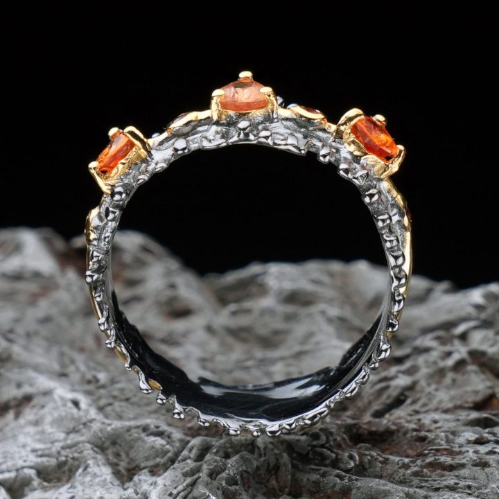 Hand‑Crafted Genuine Orange and Yellow Sapphire Ring