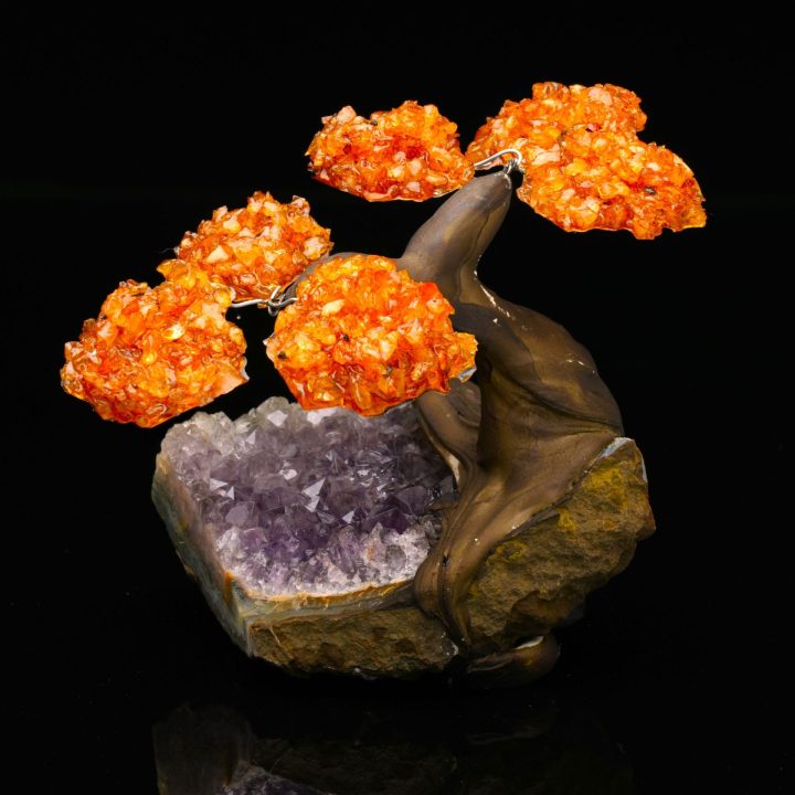 Genuine Citrine on Amethyst Gem Tree of Abundance - Natural Home Decor