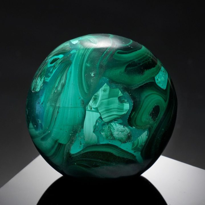 Hand Polished Genuine Malachite Sphere from the DRC – 1 lb