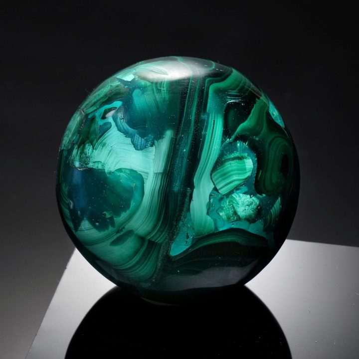 Hand Polished Genuine Malachite Sphere from the DRC – 1 lb