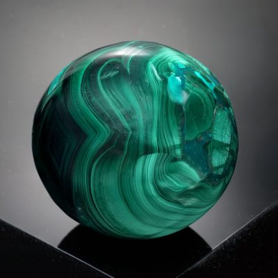 Hand Polished Genuine Malachite Sphere from the DRC – 1 lb