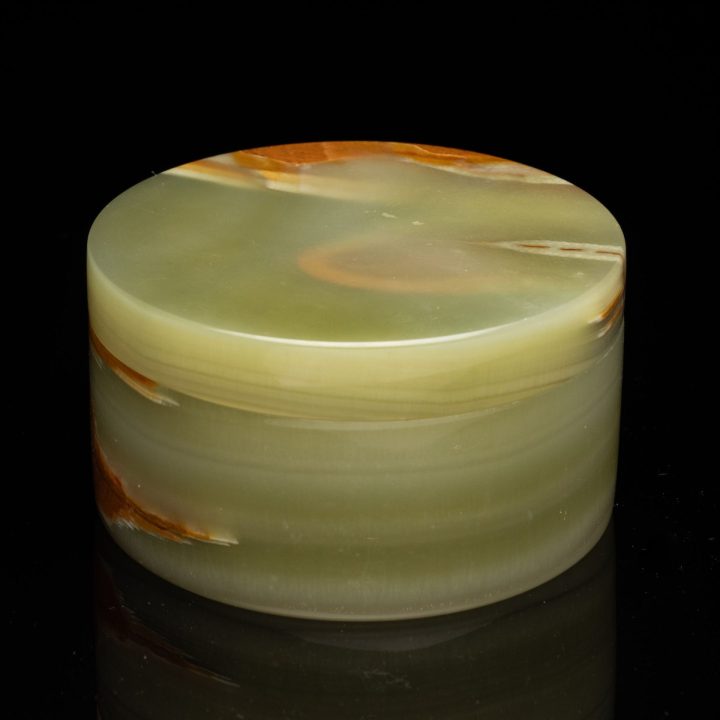 Hand Carved Banded Onyx Round Keepsake Container from Pakistan