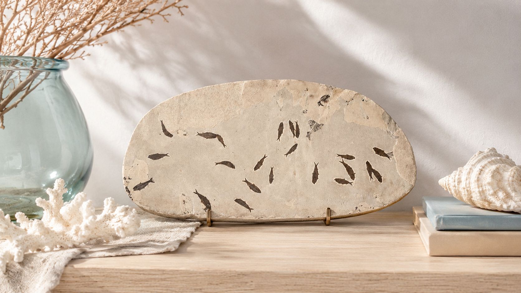 Fossilized School of Knightia Fish in Limestone