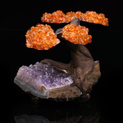Genuine Citrine on Amethyst Gem Tree of Abundance - Natural Home Decor