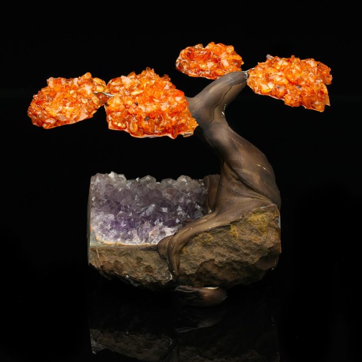 Genuine Citrine on Amethyst Gem Tree of Abundance - Natural Home Decor
